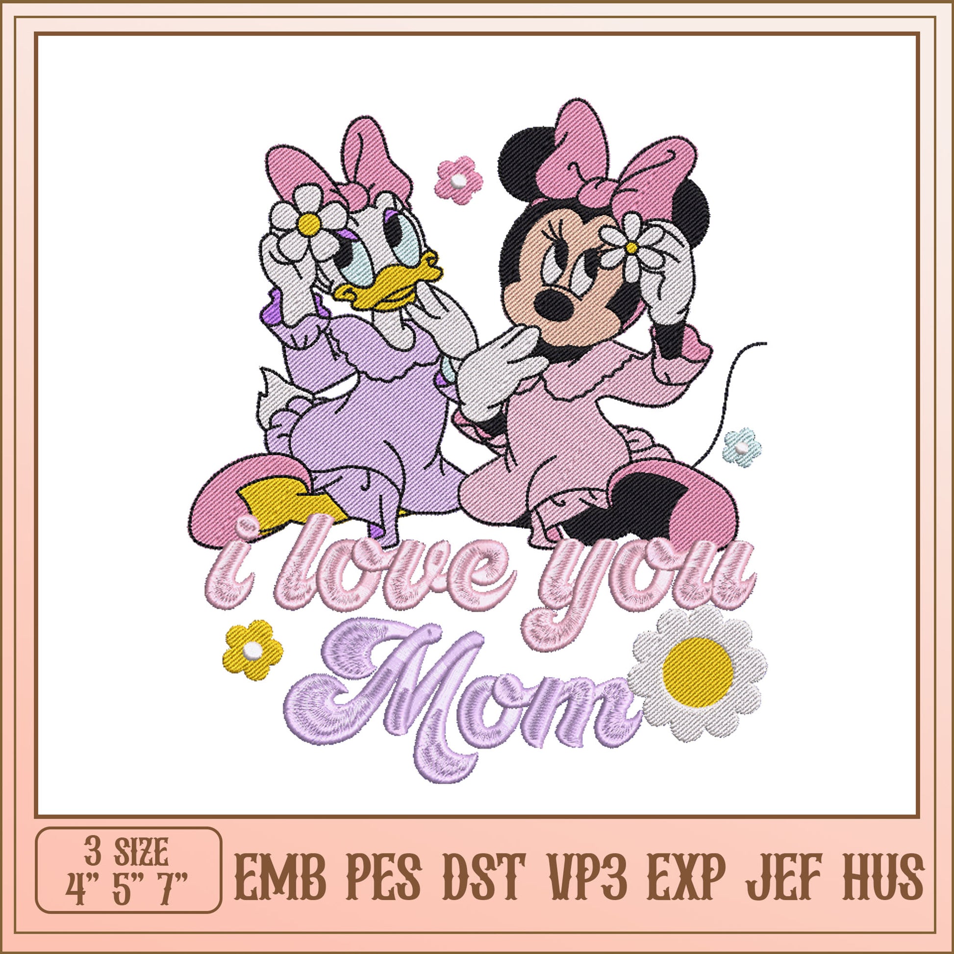 Minnie Daisy Mom Embroidery Design