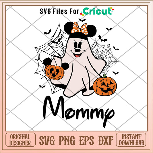 Minnie Ghost Halloween Pumpkin mommy svg, Disney characters svg, Digital Download