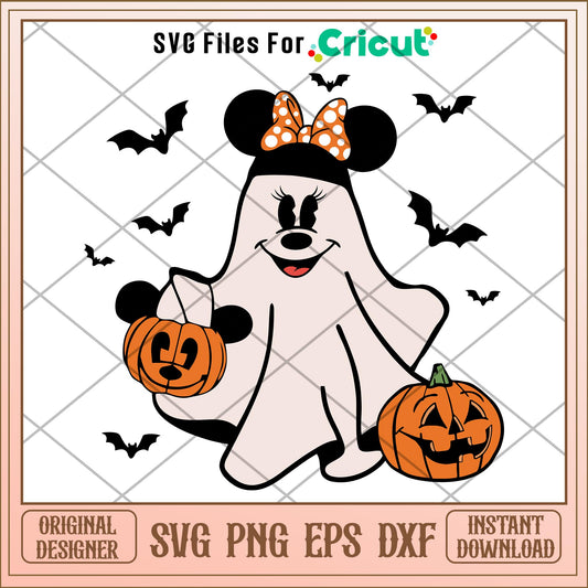 Minnie Ghost Halloween svg, Disney characters svg, Digital Download