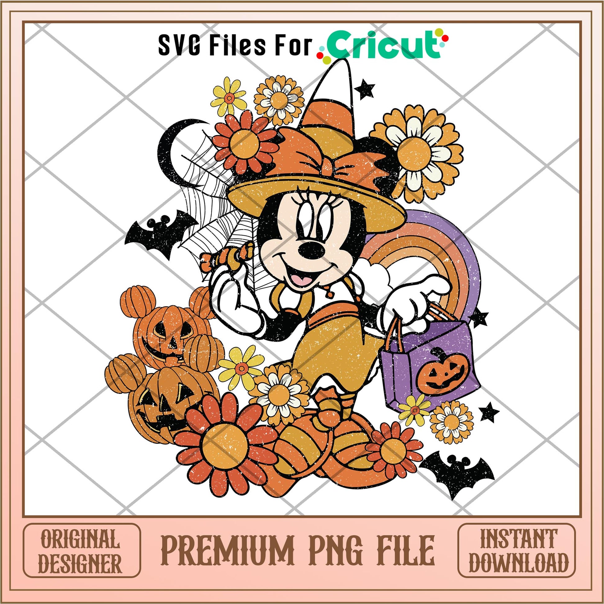 Minnie  Halloween Floral Png, Disney characters png, Digital Download