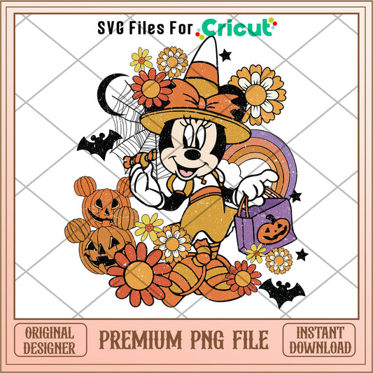 Minnie  Halloween Floral Png, Disney characters png, Digital Download