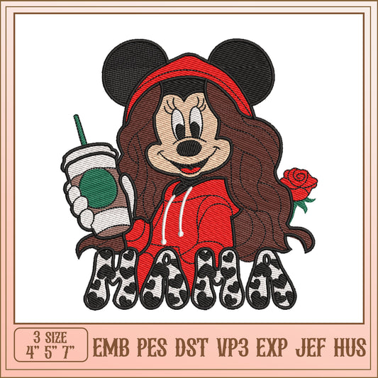Minnie Mama Embroidery Design