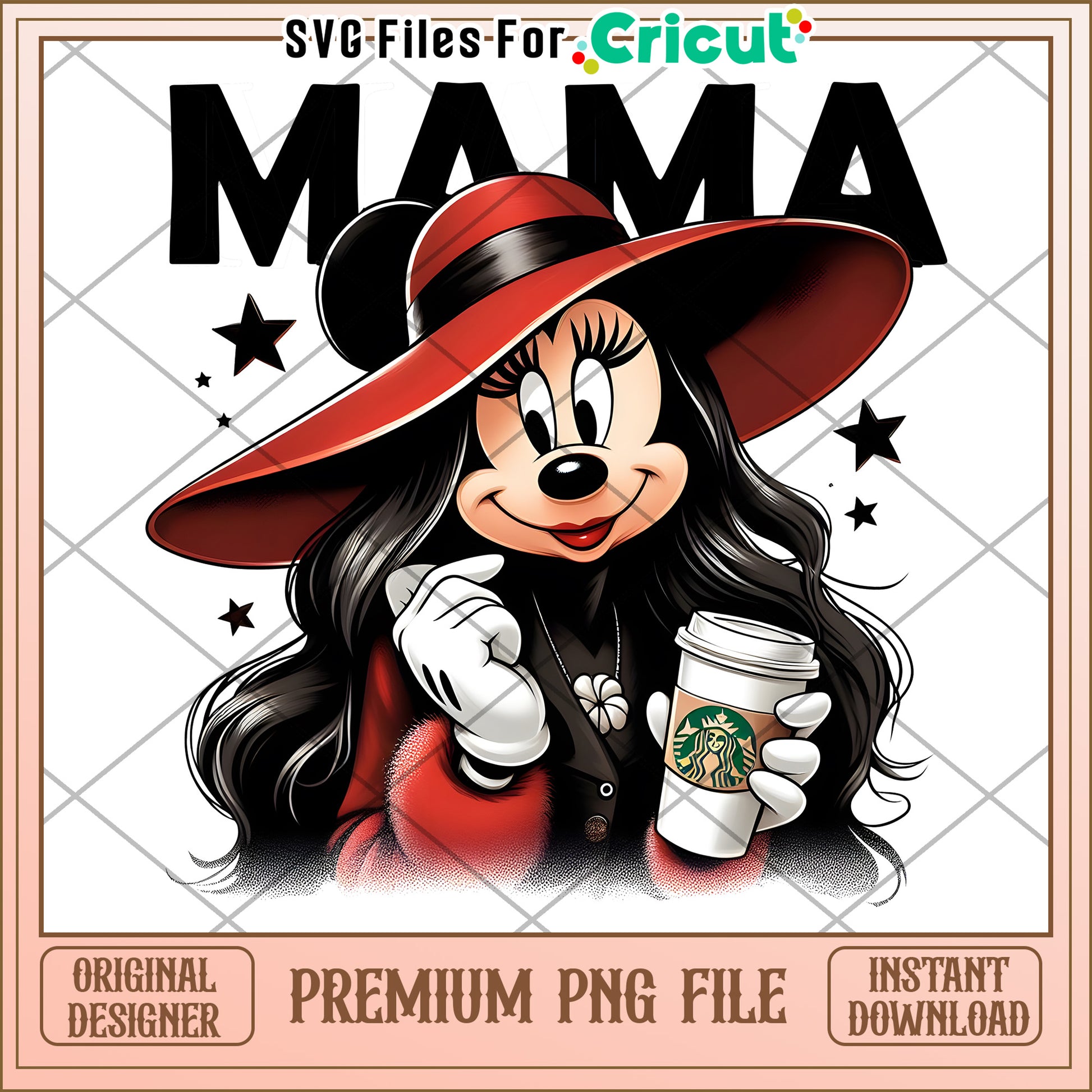 Minnie Mama PNG Starbucks Coffee Cricut