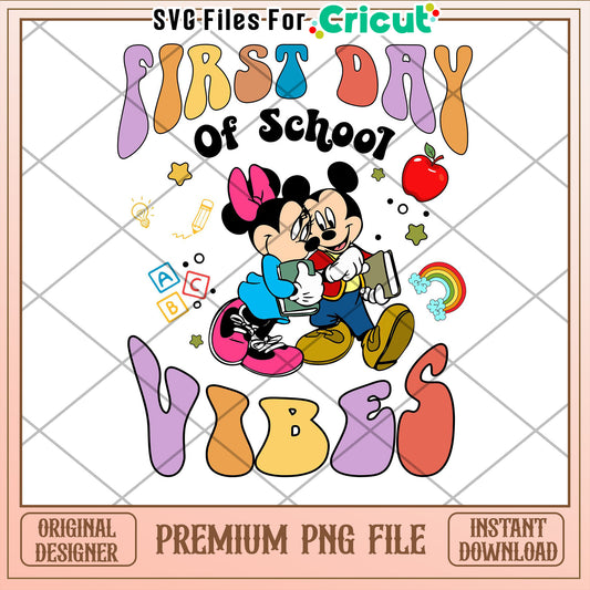 Minnie Mickey First Day School Vibes PNG