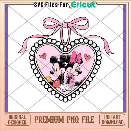 Minnie Mickey Heart PNG Design Download