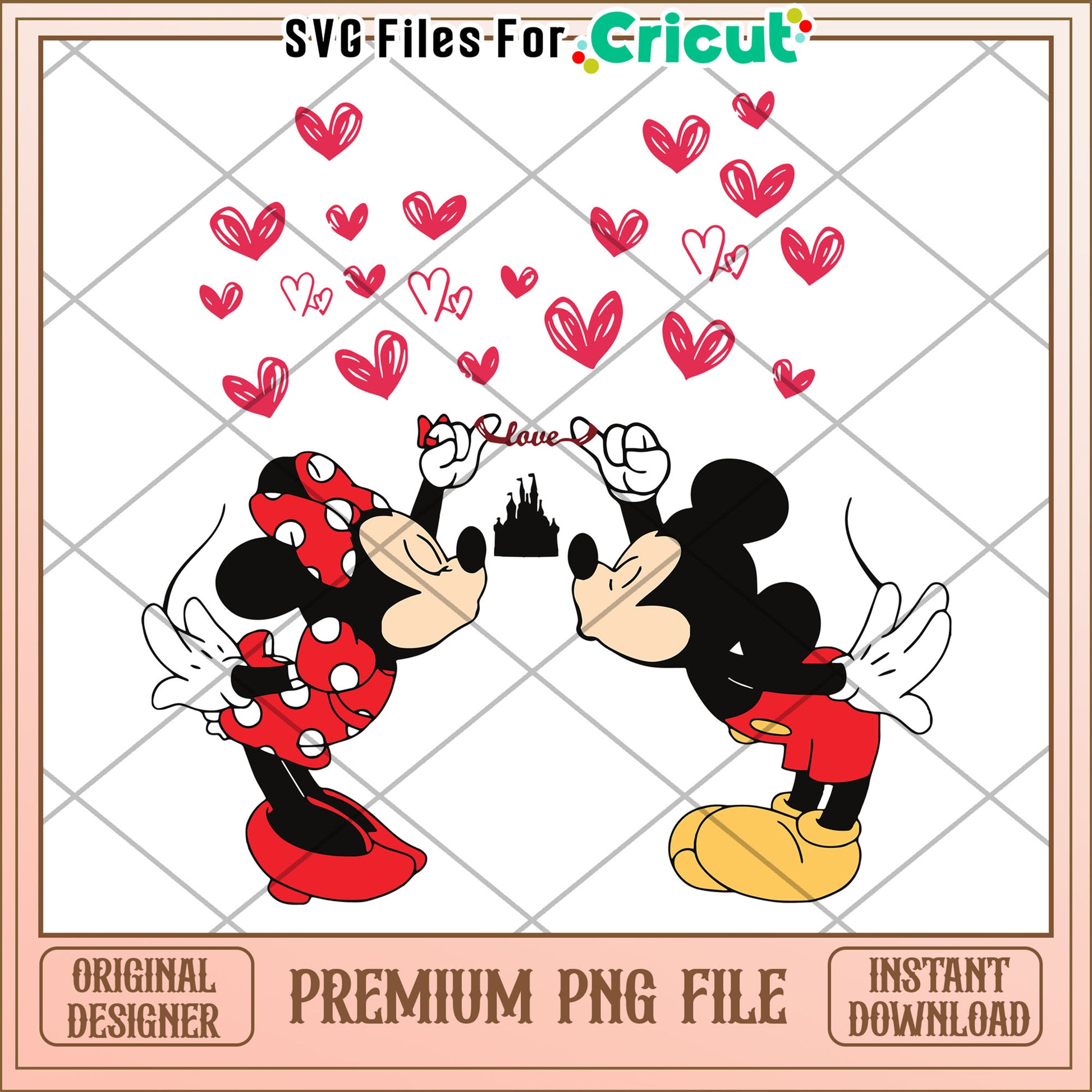 Minnie Mickey Kiss PNG Cricut File