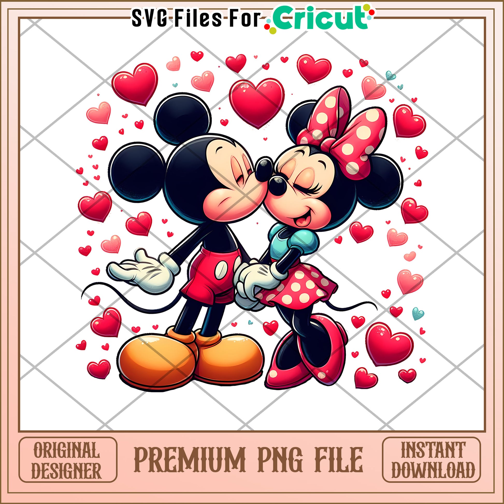 Minnie Mickey Kiss PNG Valentines Day Download