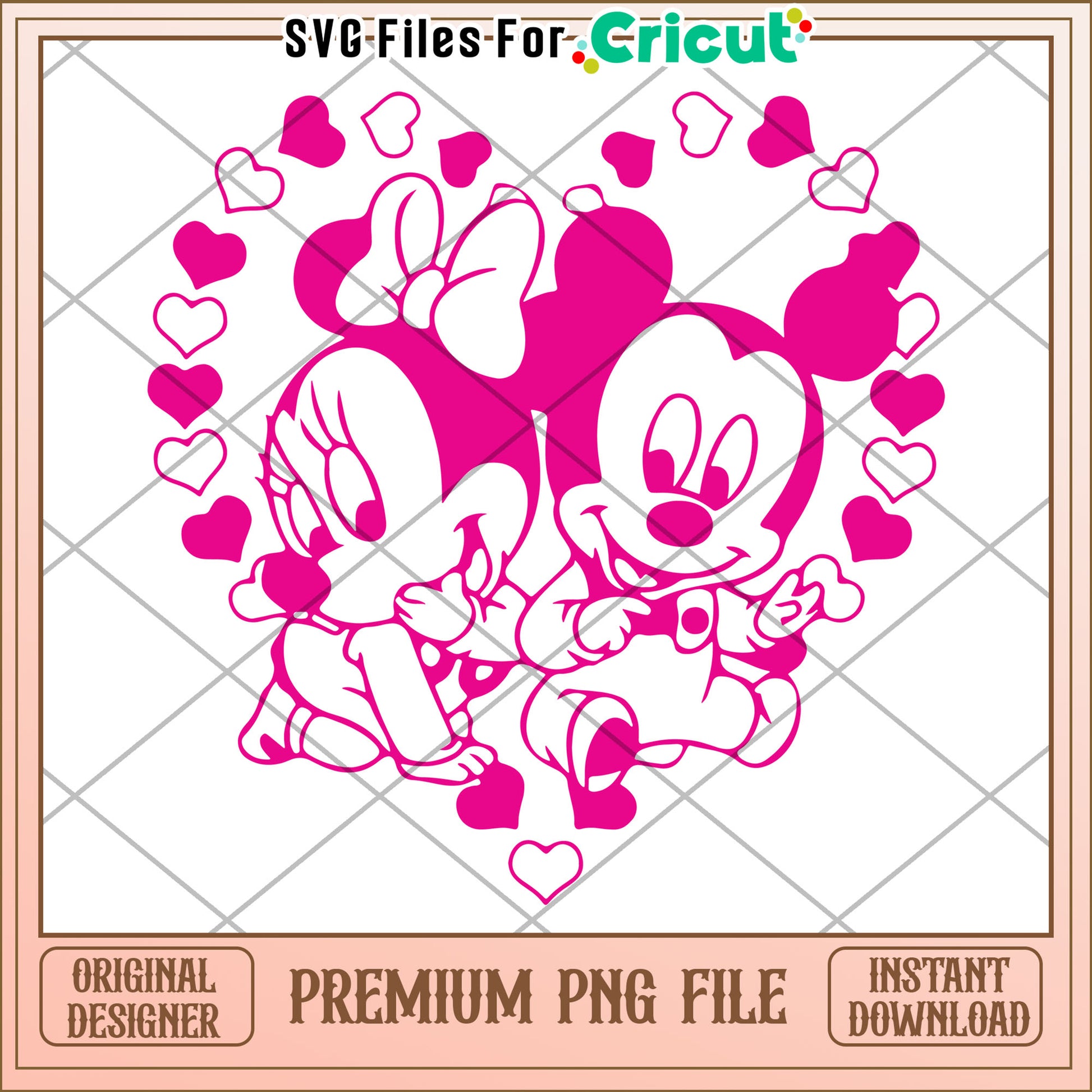 Minnie Mickey PNG Baby Love Heart Design