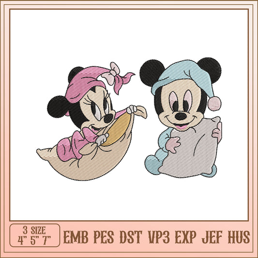 Minnie Mickey Sleep Embroidery Design