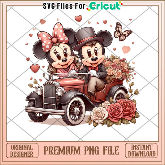 Minnie Mickey Vintage Car PNG