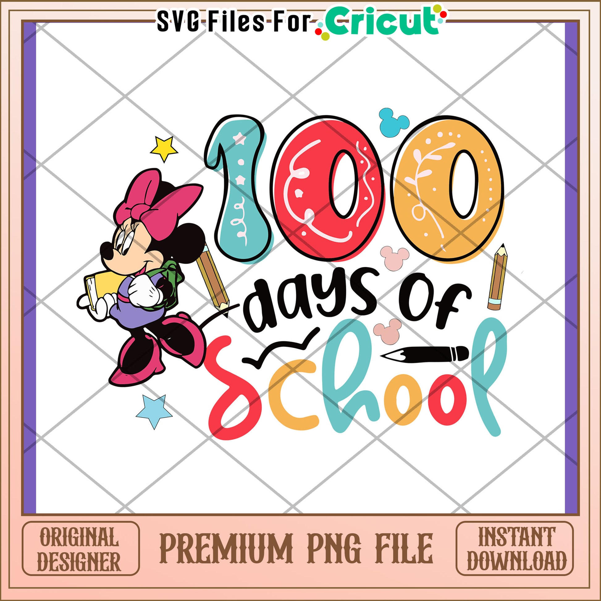 Minnie Mouse 100 Days of School PNG Design File