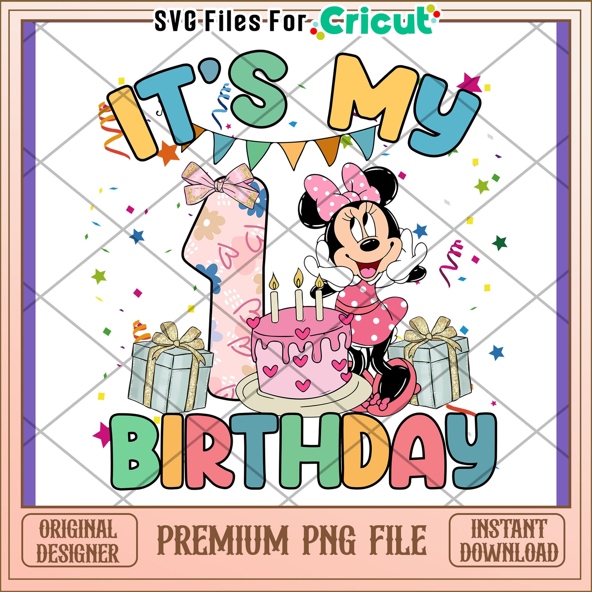Minnie Mouse 1st Birthday PNG Design