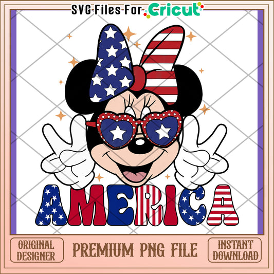 Minnie Mouse American Flag PNG Design Download