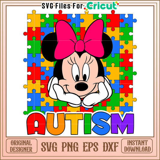 Minnie Mouse Autism Puzzle SVG Cut File