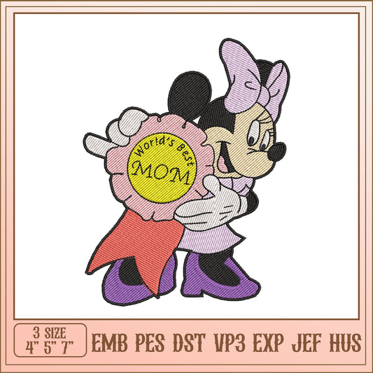 Minnie Mouse Best Mom Embroidery Design