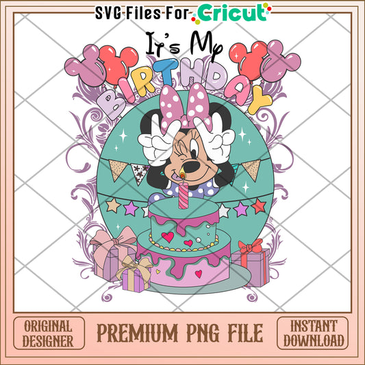 Minnie Mouse Birthday PNG Cartoon Illustration
