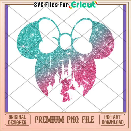 Minnie Mouse Bow PNG, Glitter Castle Design