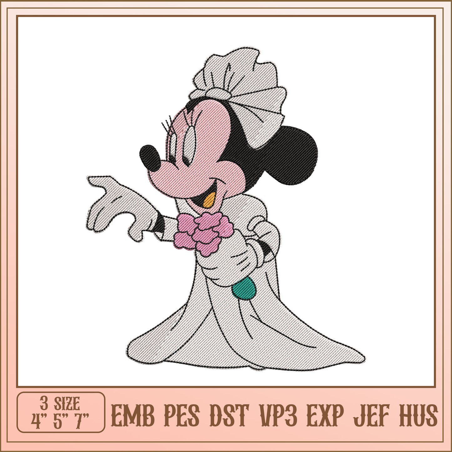 Minnie Mouse Bride Embroidery Design