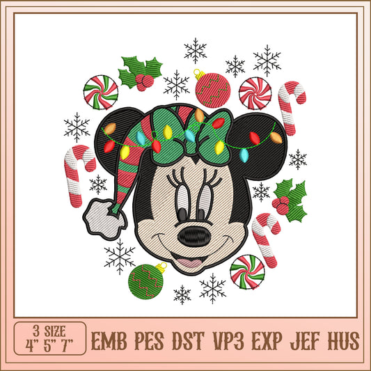 Minnie Mouse Christmas Embroidery Design