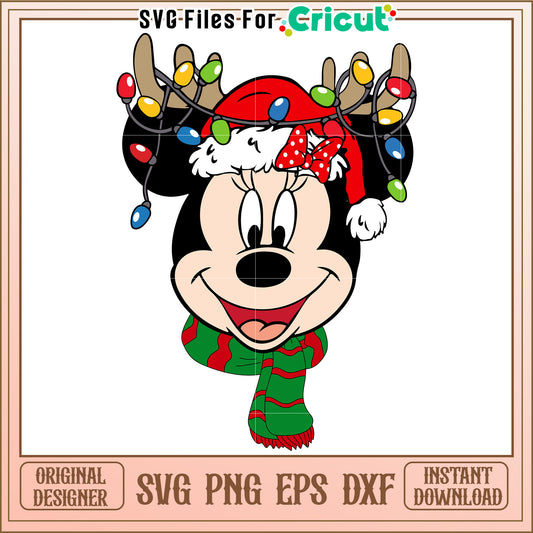 Minnie Mouse Christmas Lights SVG PNG DXF