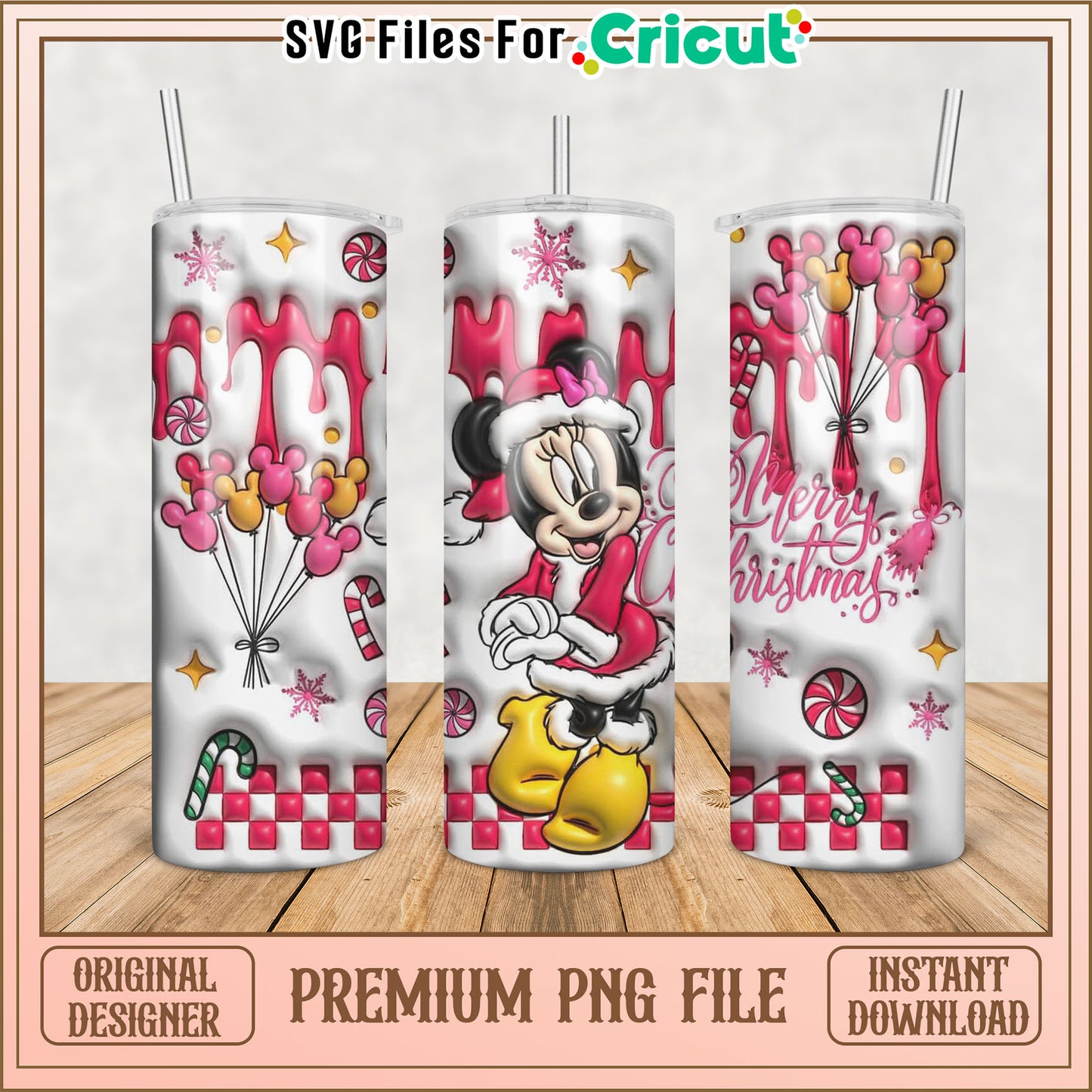 Minnie Mouse Christmas Tumbler PNG