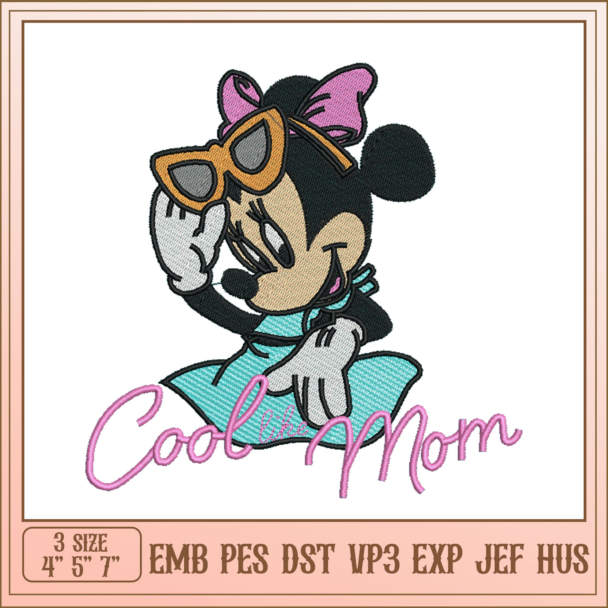 Minnie Mouse Cool Mom Embroidery Design
