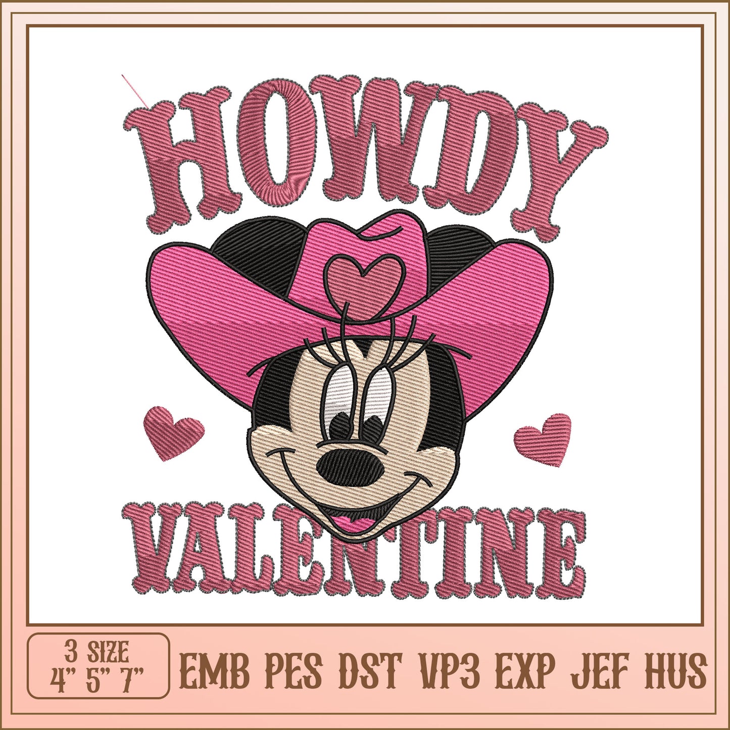Minnie Mouse Cowboy Valentine Embroidery