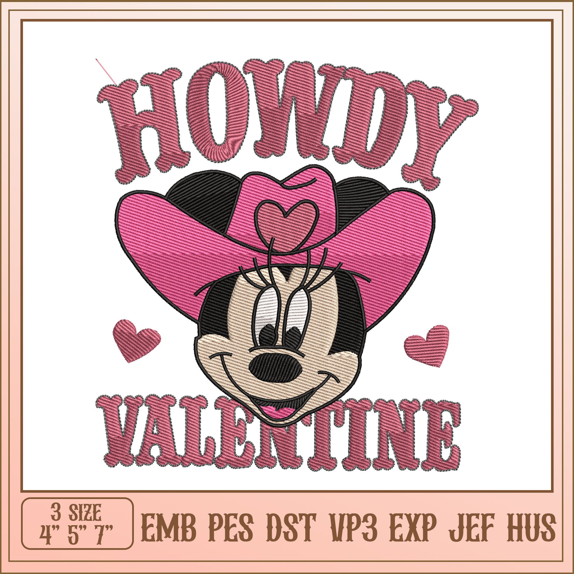 Minnie Mouse Cowboy Valentine Embroidery