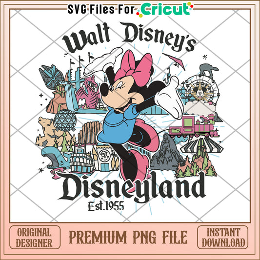 Minnie Mouse Disneyland PNG Vintage Disney Park Art
