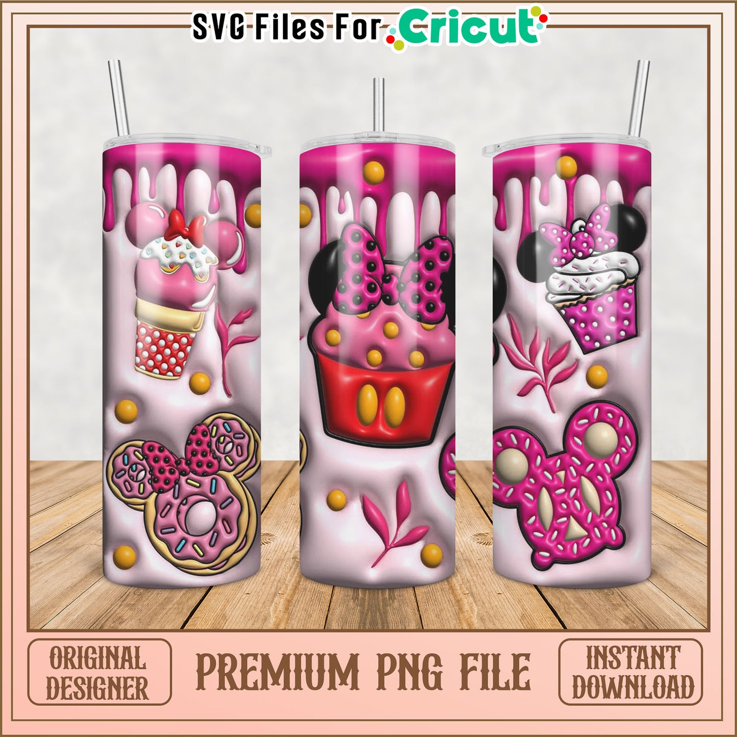 Minnie Mouse Donut Tumbler PNG