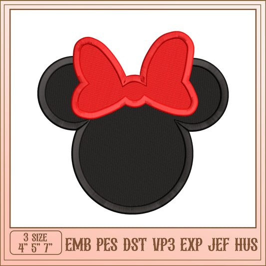 Minnie Mouse Embroidery Design Bow Cute Patch Dime Size Options
