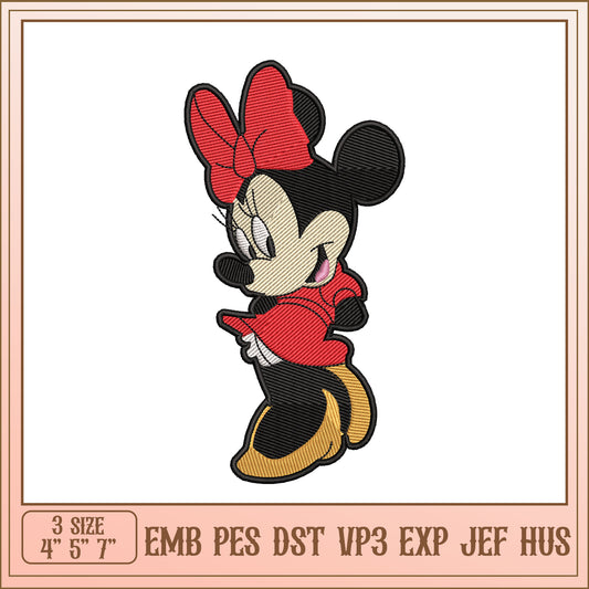 Minnie Mouse Embroidery Design File in Multiple Formats 4 to 7 Inches