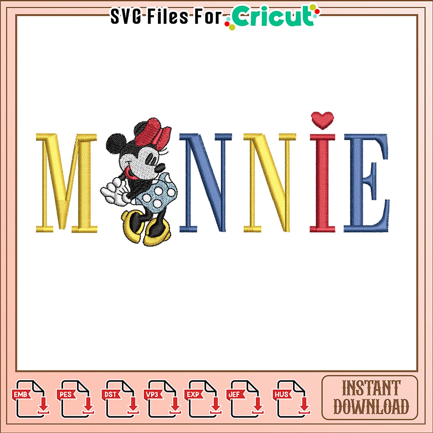 Minnie Mouse Embroidery Design Instant Download