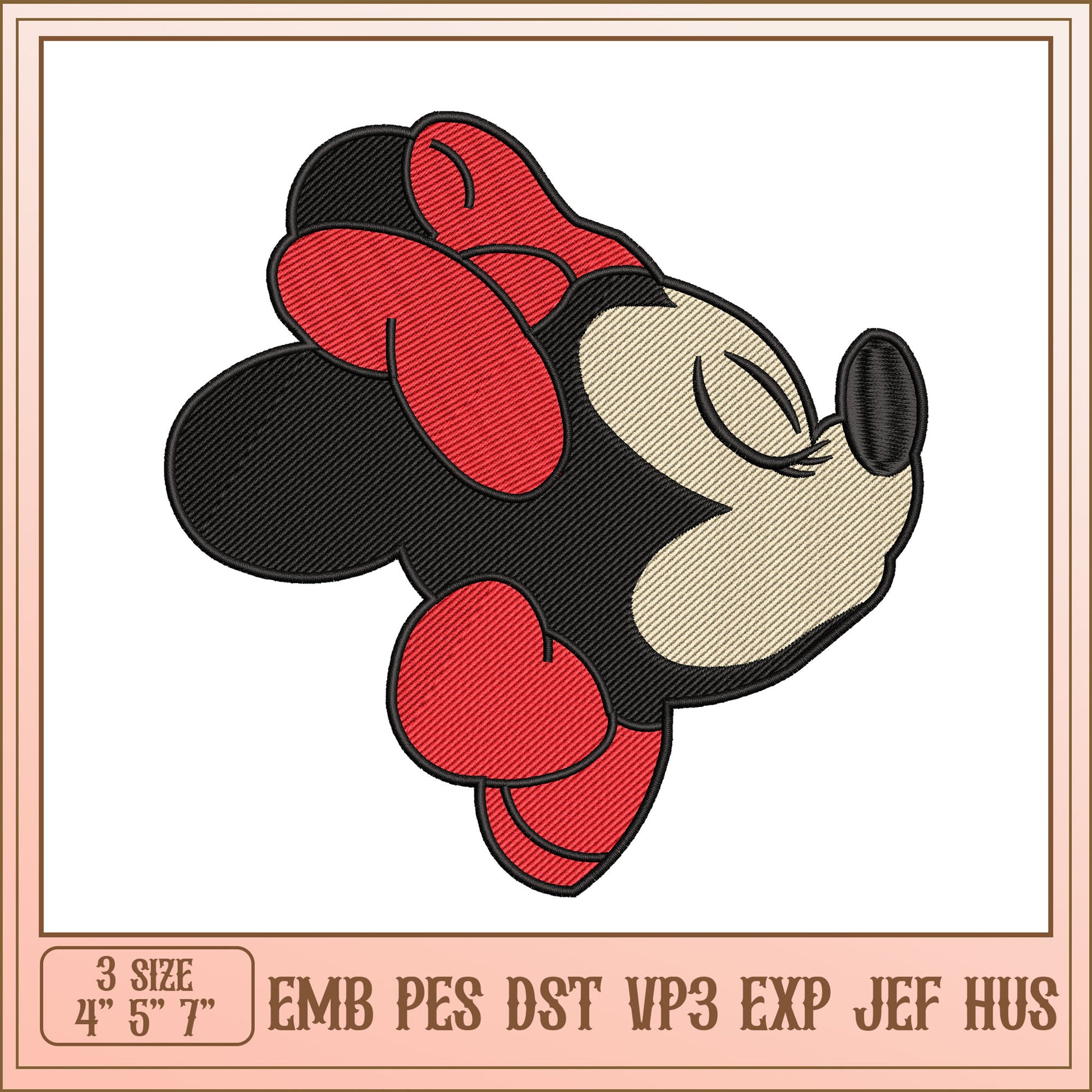 Minnie Mouse Embroidery Design Set for Various Machine Sizes
