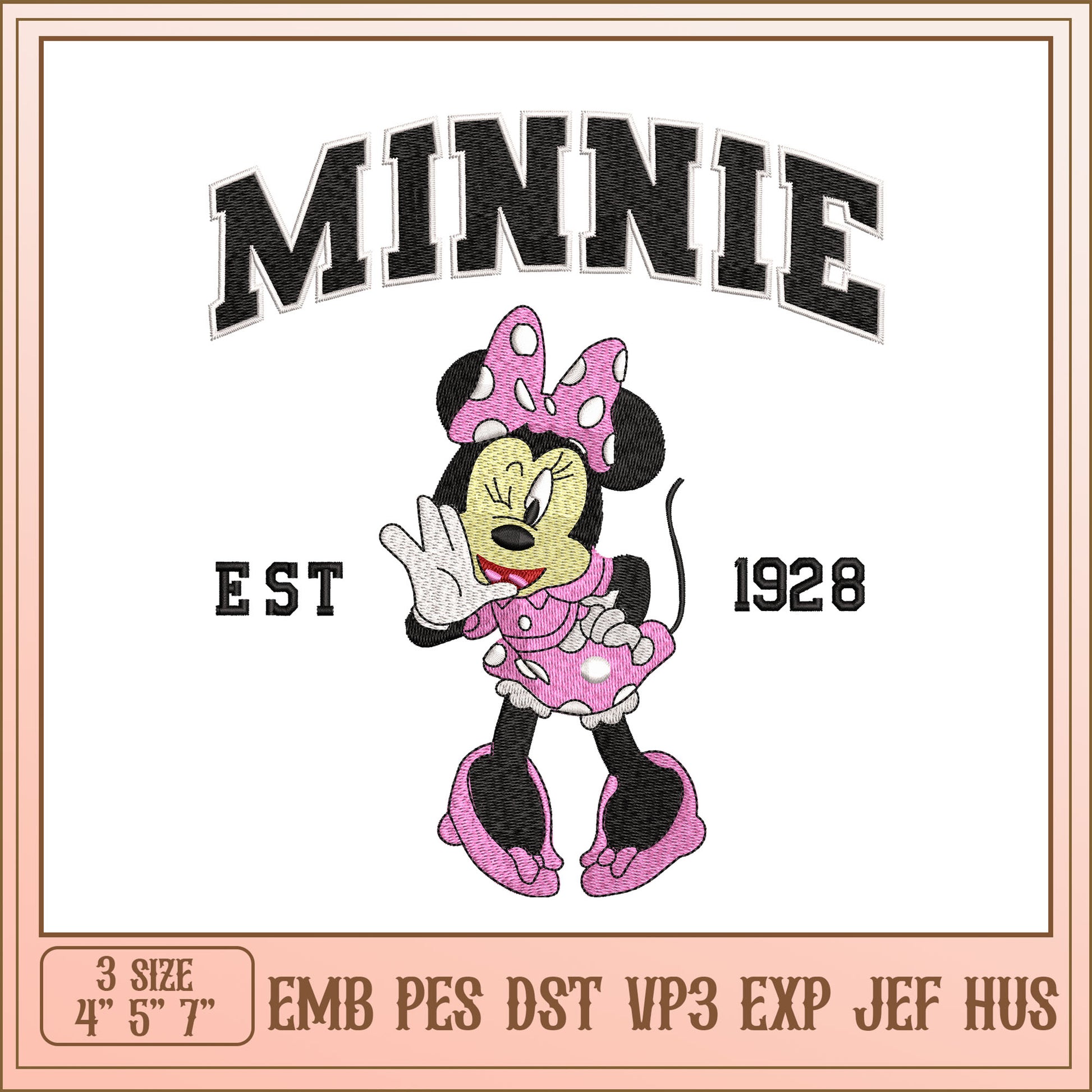 Minnie Mouse Embroidery Design for Craft Projects 1928 Edition