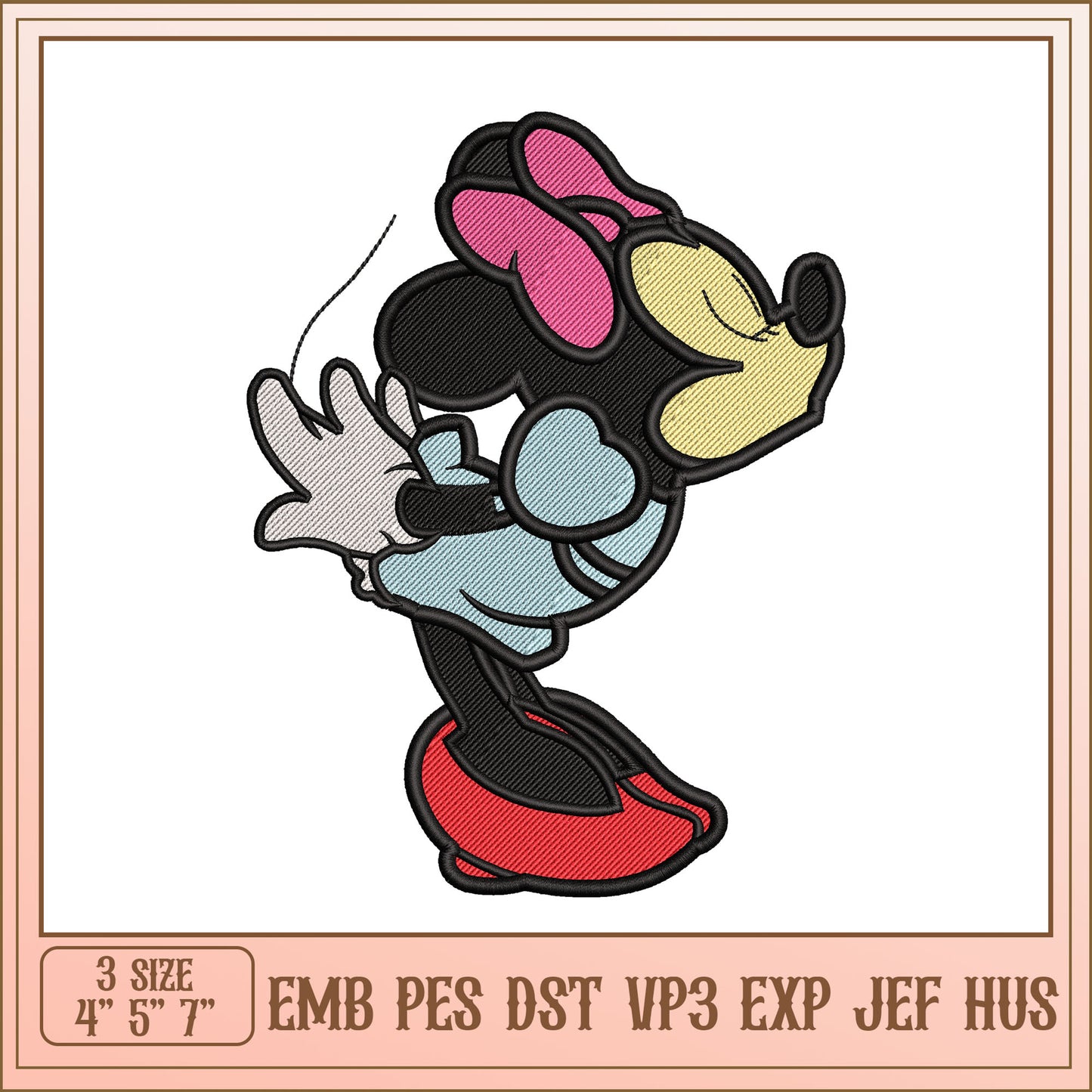 Minnie Mouse Embroidery Design for DIY Projects and Crafts