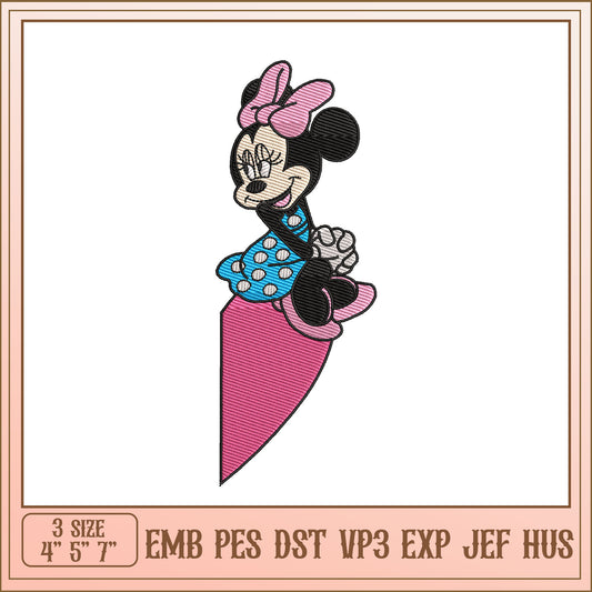 Minnie Mouse Embroidery Design for DIY Projects in Three Sizes