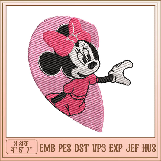 Minnie Mouse Embroidery Design for Kids 3 Sizes Available