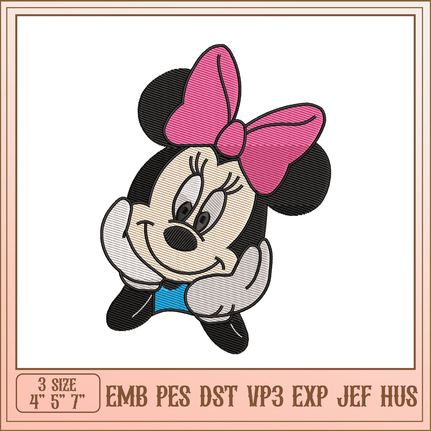 Minnie Mouse Embroidery Design for Multiple Formats and Sizes