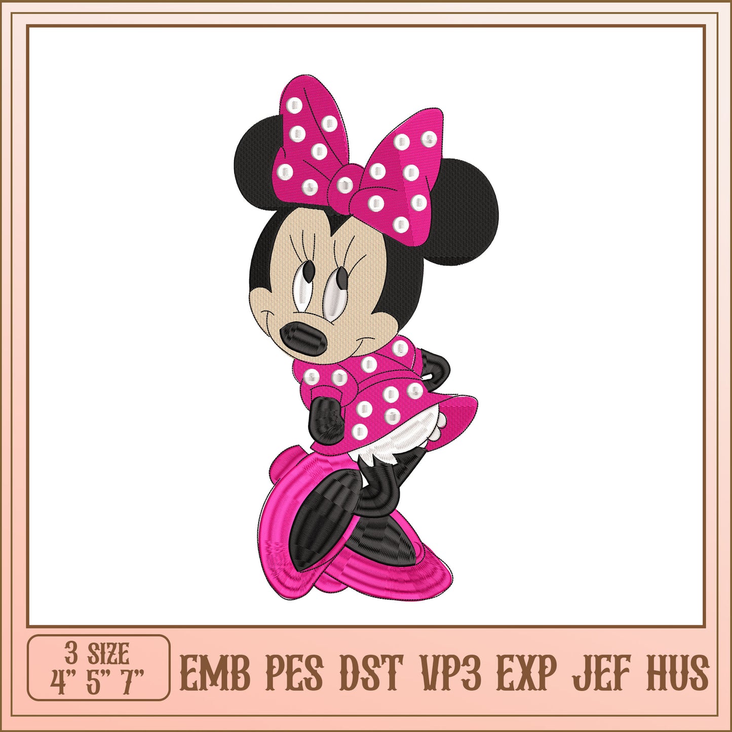 Minnie Mouse Embroidery Design in Multiple Size Formats
