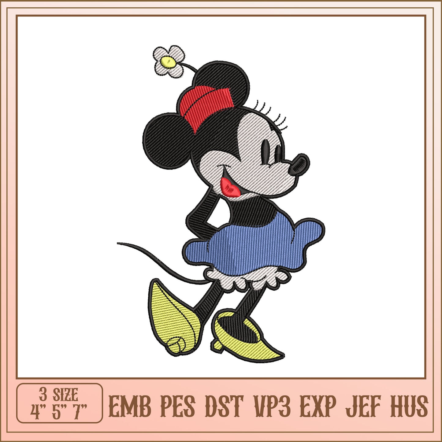 Minnie Mouse Embroidery Design in Multiple Sizes for Sewing