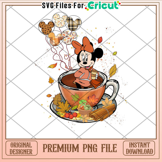 Minnie Mouse Fall Coffee PNG Sublimation