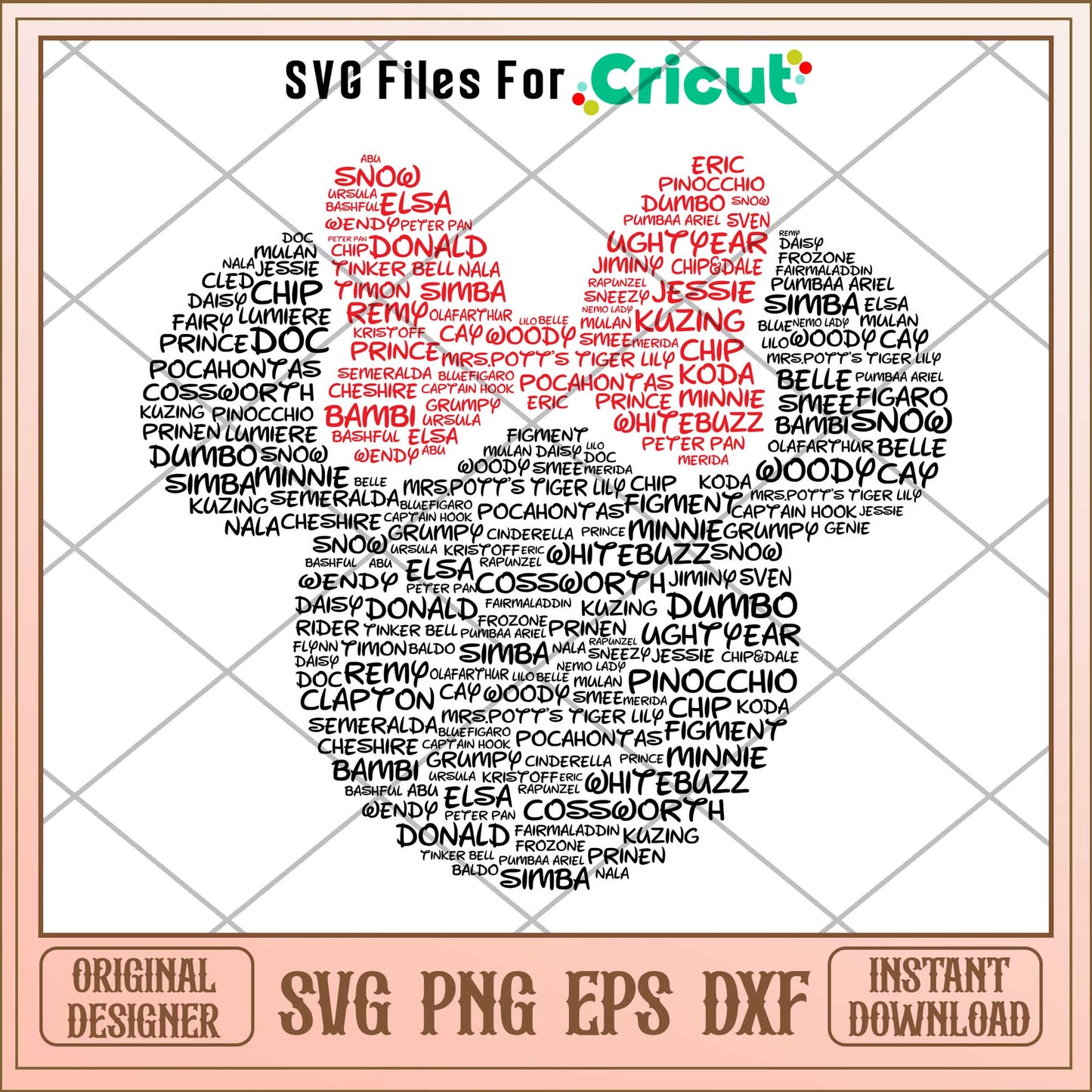 Minnie Mouse Head Word Art black  svg,  Disney characters svg, Digital Download