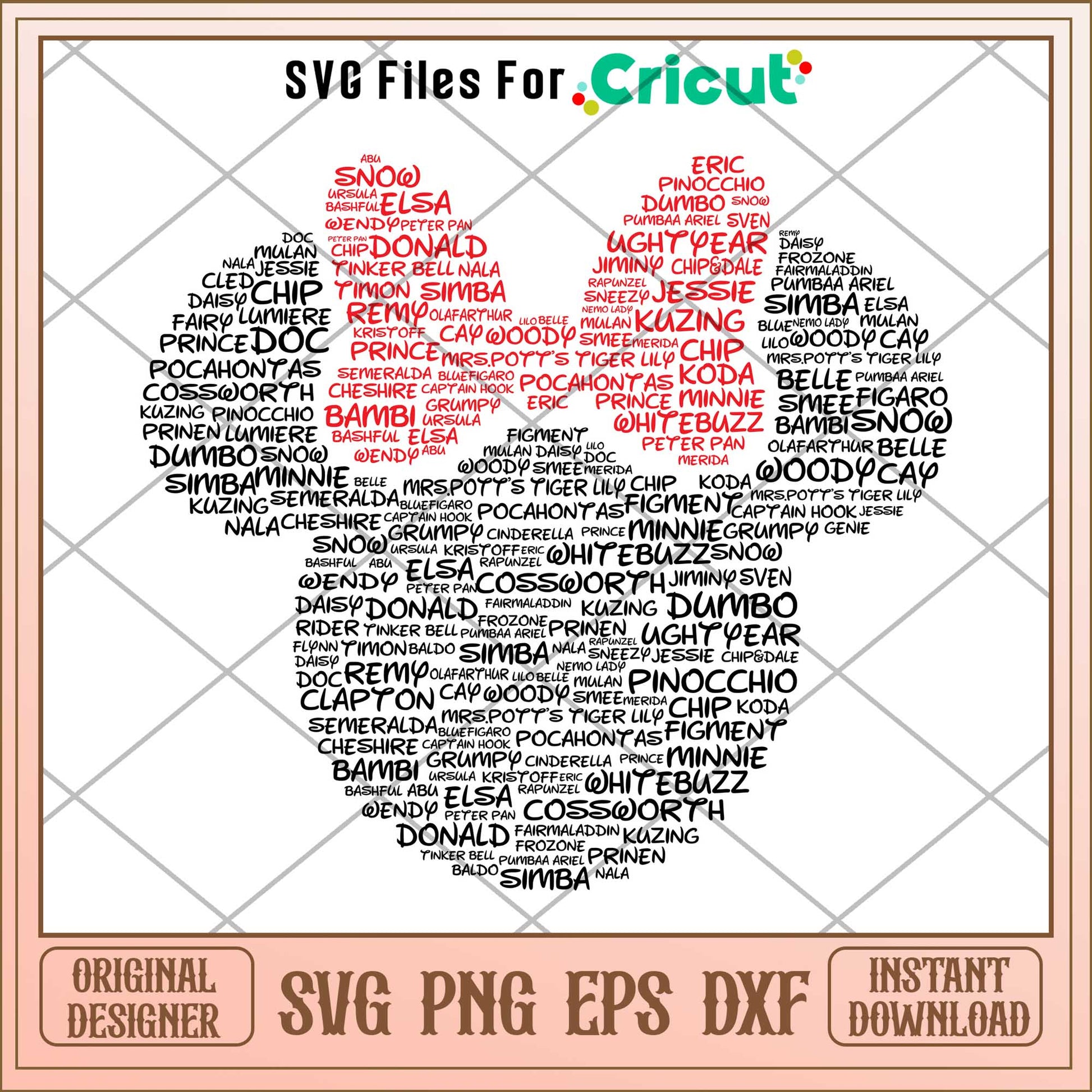 Minnie Mouse Head Word Art black  svg,  Disney characters svg, Digital Download