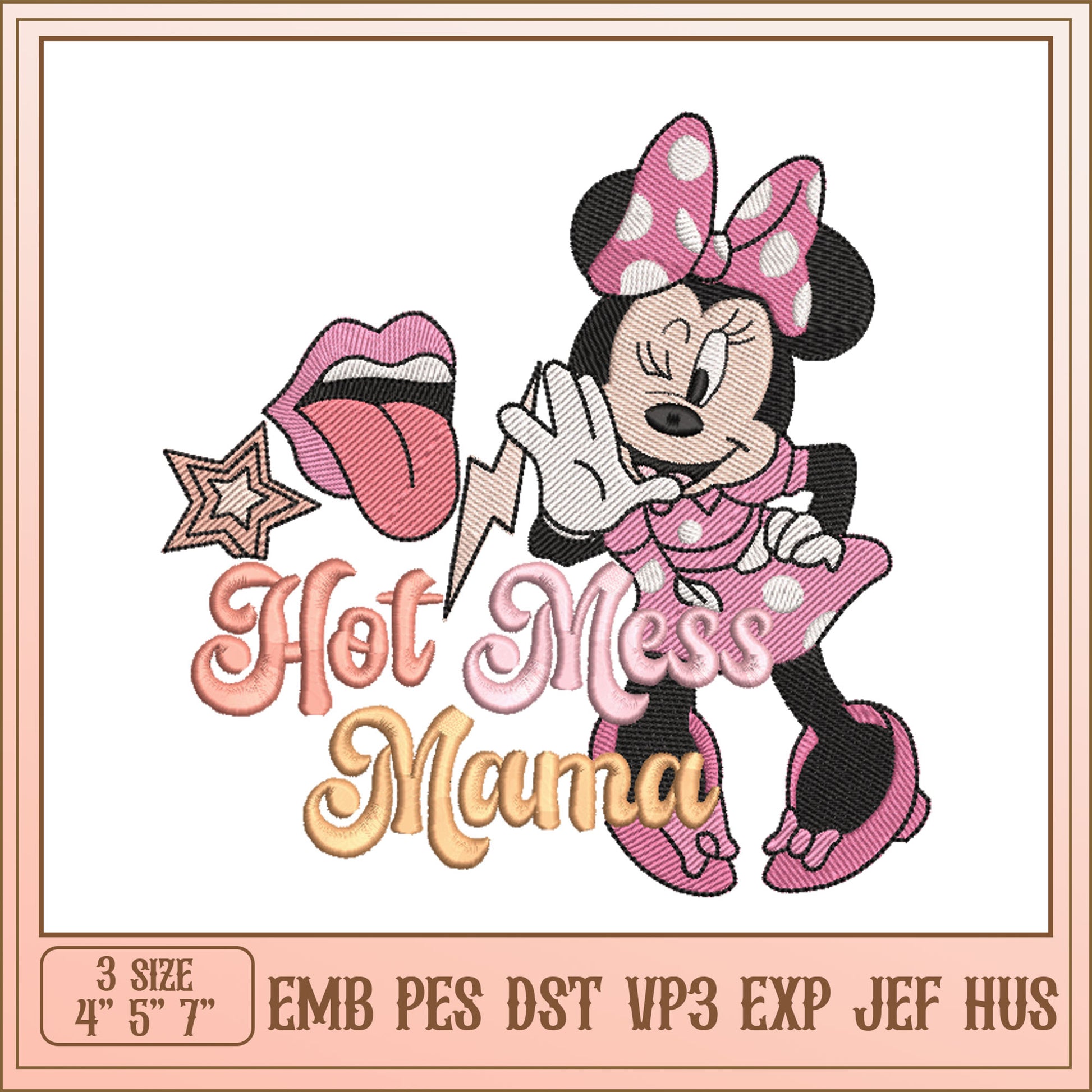 Minnie Mouse Hot Mess Mama Embroidery