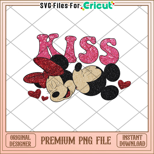 Minnie Mouse Kiss PNG Glitter Valentine