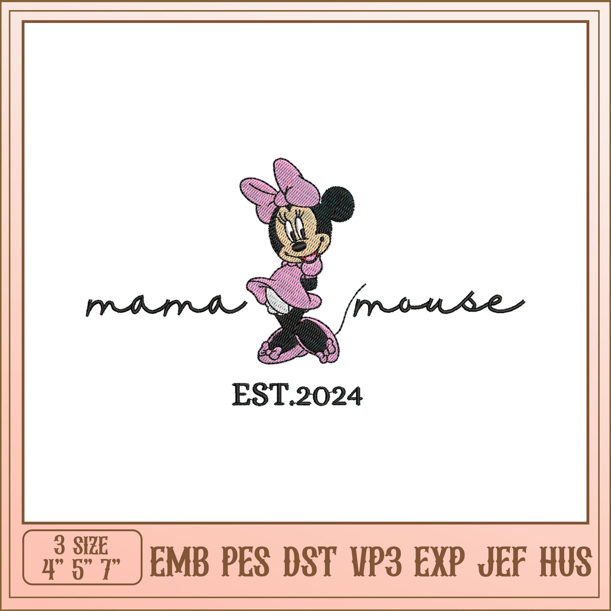 Minnie Mouse Mama Embroidery Design