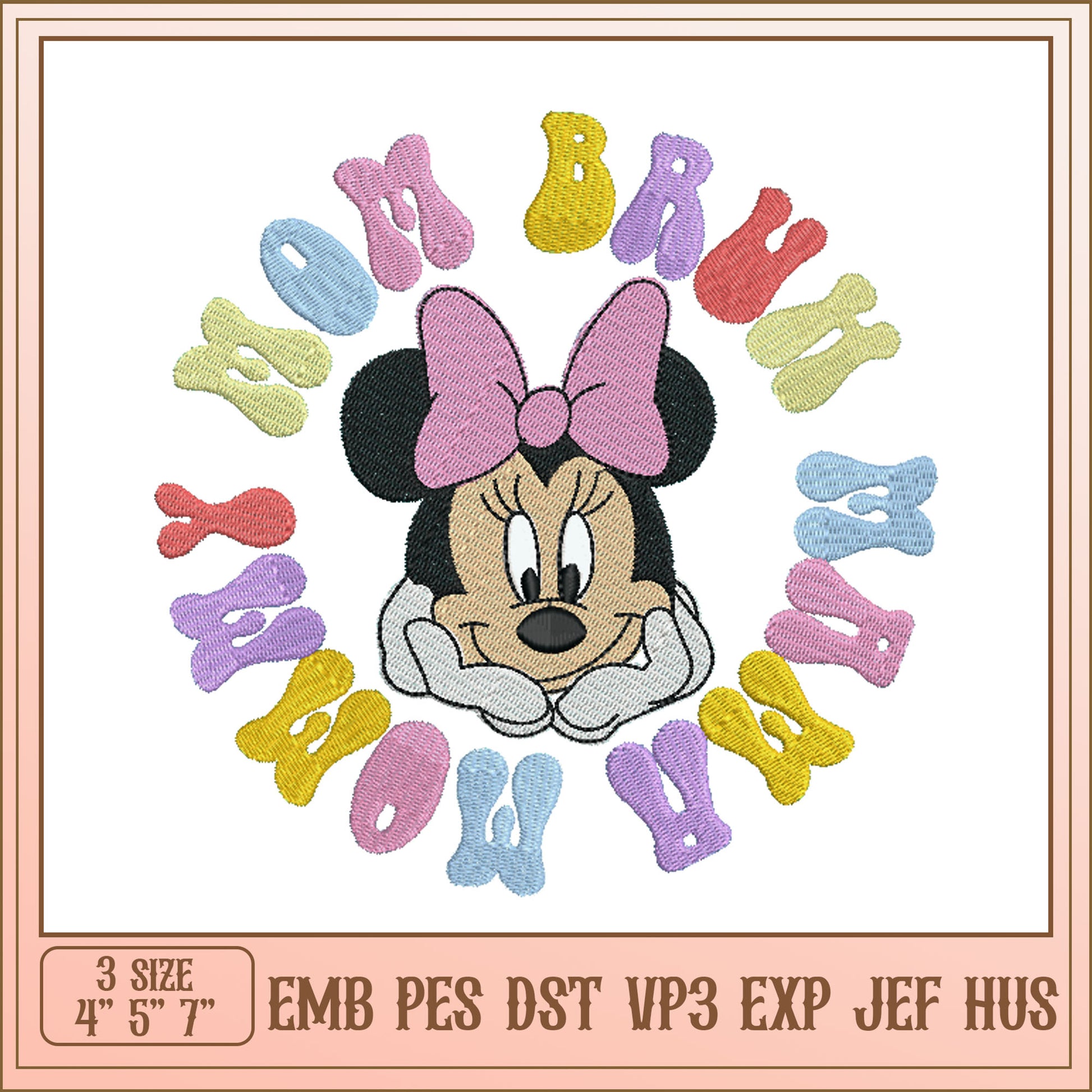 Minnie Mouse Mom Baby Embroidery Design