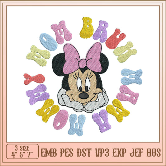 Minnie Mouse Mom Baby Embroidery Design
