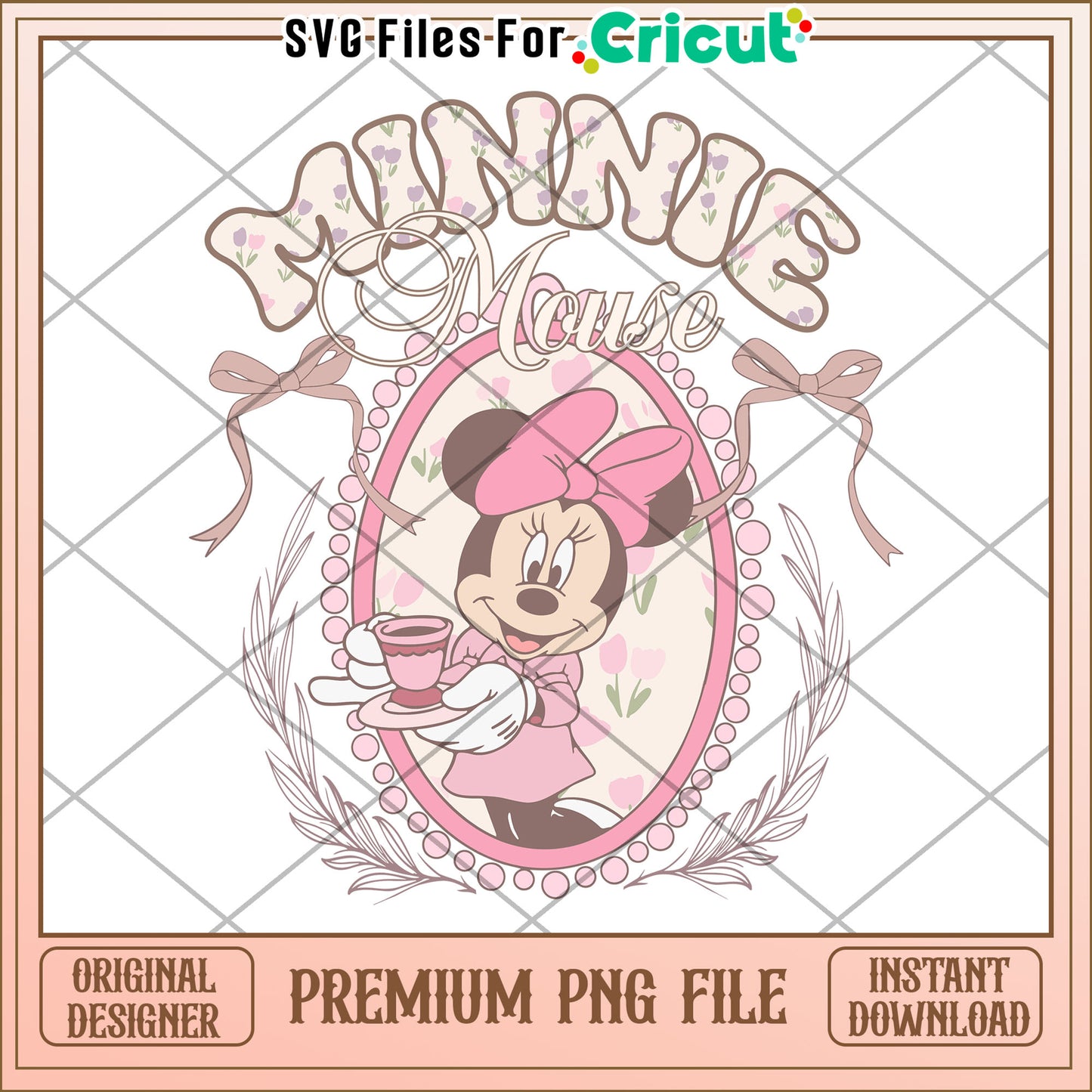 Minnie Mouse PNG Floral Tea Party Design